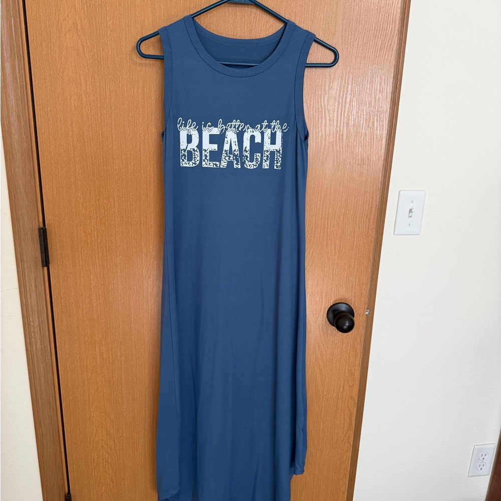 Sleeveless Navy Blue Beach Maxi Dress
